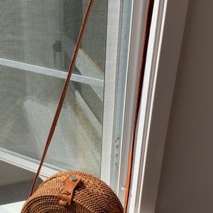 Handwoven rattan/straw circle purse
